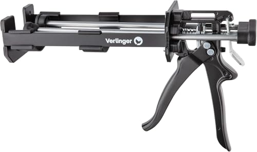 VERLINGER Kartuschenpresse 2K für Zweikomponenten-Epoxidklebstoffe 400 ml 1:1, Kartuschenpistole Schubverhältnis 26:1, Kraft 4500N, Leichte Quetschung, Schwarz Pro