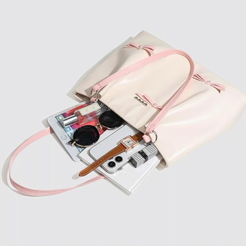 Bow Purse Cute Tote Bag Shoulder Bag with Bowknot Pearl Detail Large Handbag Trendy Gift for Women3