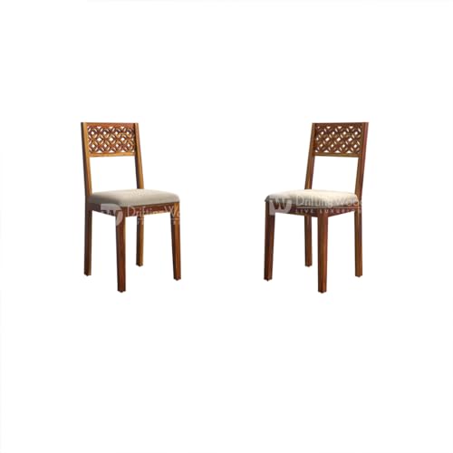 Image of DRIFTINGWOOD Maharaja Sheesham Wood Dining Table 6 Seater | Wooden Six Seater Dinning Table with Cushion Chairs & Bench | Dinner Table 6 Seater | Dining Room Sets | Self Assembly, Natural Finish