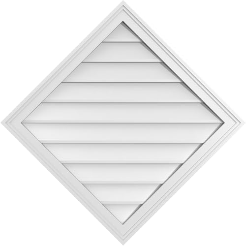 Ekena Millwork GVPDI34X3402SN Diamond Surface Mount PVC Gable Vent, Factory Primed White