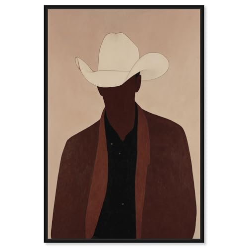 Cowboy II Framed Canvas Print Living Room Wall Decor by Art Remedy, Black Frame, 36 x 54