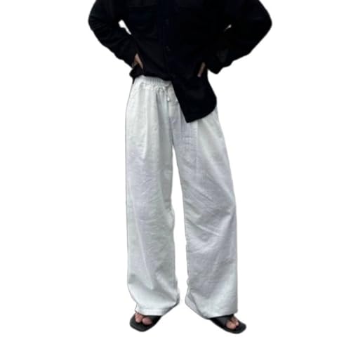 Casual Wide Leg Trousers for Men Elastic Drawstring Waist Baggy Pants Vacation Travel