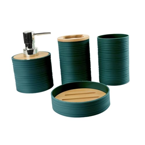 Kit de accesorios de baño de 4 piezas en material PP estable color verde oscuro 8