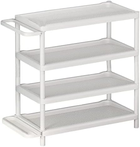 狭い靴ラック ホワイト 積み重ね可能な靴棚オーガナイザー 傘収納ラック付き 自立式靴ラック 便利な靴整理 クローゼット 寝室 バスル