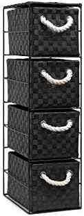 2 x 4 Drawer Storage Cabinet Unit for Bedroom/Bathroom/Home/Office (Black)