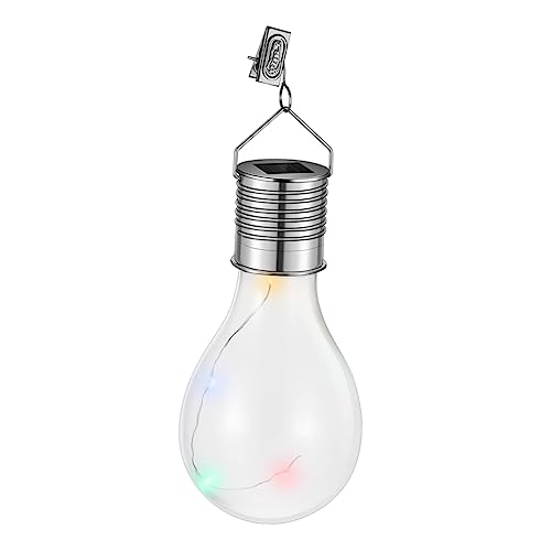 Angoily 4 piezas Lámparas Solares LED para Jardín de Bombillas Colgantes de Vidrio Transparentes con Luces de Colores Lámparas Exteriores con Energía Solar Iluminación Decorativa para