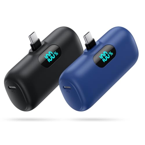 2-Pack 5000mAh Mini Power Bank with USB-C PD