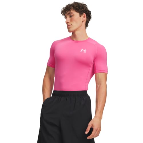 Men's Heatgear Compression Shirt Pink Frenzy/White S S