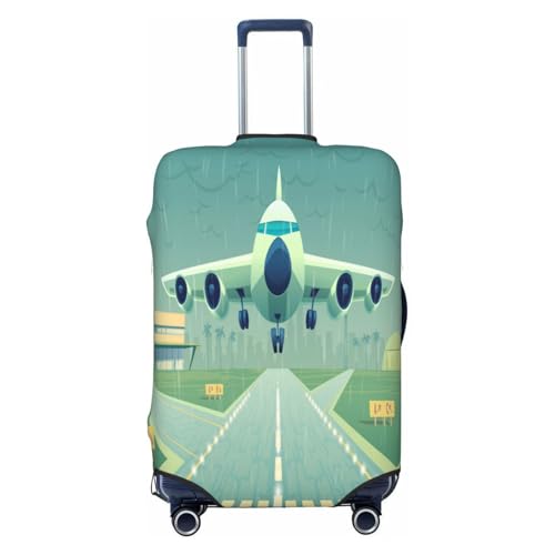 White Aircraft Plane Runway Luggage Cover for Suitcase, Suitcase Cover Protector Fit 22-24 Inch Luggage Travel Accessories, M