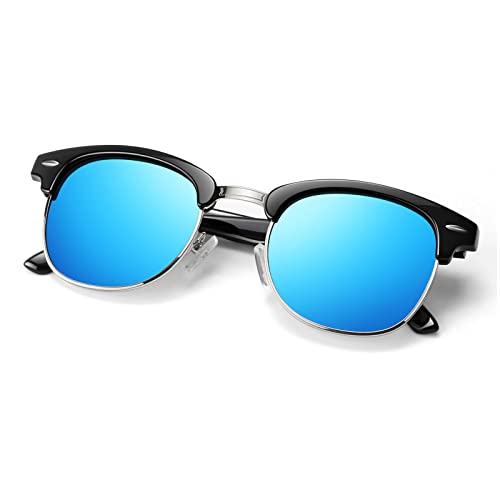 Image of Polarized Sunglasses Men Women,Semi Rimless Retro Shades UV400 Protection