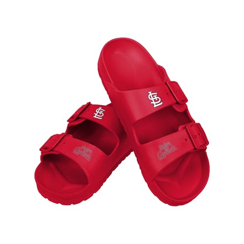 FOCO MLB Team Logo Double Buckle Comfortable Slip-On Women's Sandals, St. Louis Cardinals, Large