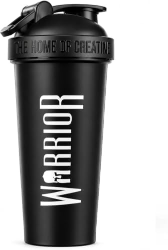 Warrior Black Protein Shaker Bottle 600ml – The Home of Creatine – Leakproof Gym Shaker Cup for Protein Shakes, Creatine, Pre Workout & Supplements – BPA Free Mixing Bottle
