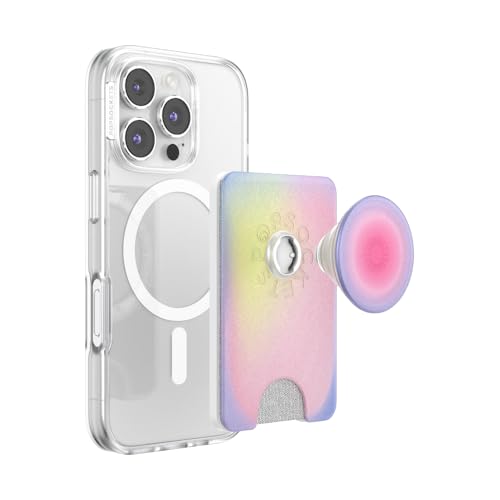 Image of PopSockets Kick-Out Wallet for MagSafe, Adjustable Kickstand, Magnetic Stand, Rainbow - Aura