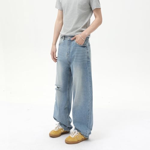 Men's Denim Jeans Korean Street Style Vintage Relaxed Loose Casual Commuter Pants for Men4