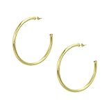 Sheila Fajl Everybody's Favorite Large 2.5 inch Tubular Hoop Earrings in Brush Gold Plated