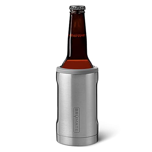 BrüMate Hopsulator Bott'l Insulated Bottle Cooler for Standard 12oz Glass Bottles | Glass Bottle Insulated Stainless Steel Drink Holder for Beer and Soda (Stainless)
