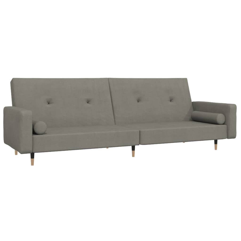 Sofá cama de 2 plazas con 2 cojines gris claro terciopelo sofá