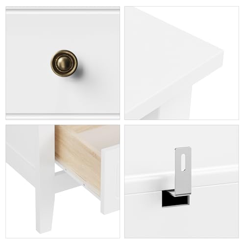 FOREHILL Bedroom Chest of Drawers White Sideboard 5 Drawers Storage Cabinet Cupboard Unit Bedroom Furniture 40x80x80cm