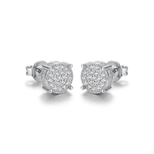 Women Synthetic Diamond Earrings,Women Girls Jewelry, Dating, Festival, Zircon Ear Studs Wedding Gift for Party (Silver)