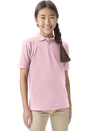 Image of Classroom School Uniforms for Boys and Girls Short Sleeve Pique Polo | Unisex Youth Shirt, Matching Ribbed Collar, Banded Sleeves, Three-button Placket, Comfortable Fit, School Uniform Essential