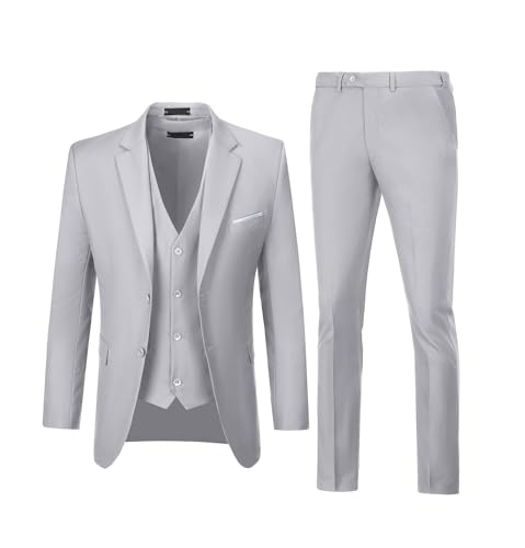 Costume homme gris pour evenement formel veste gilet pantalon XS