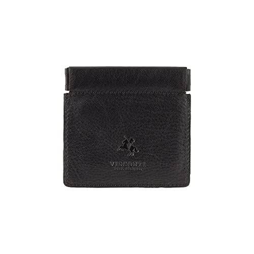 Visconti CP7 Mens Small Leather Coin Purse Pouch Change Wallet or Key Holder (Black)