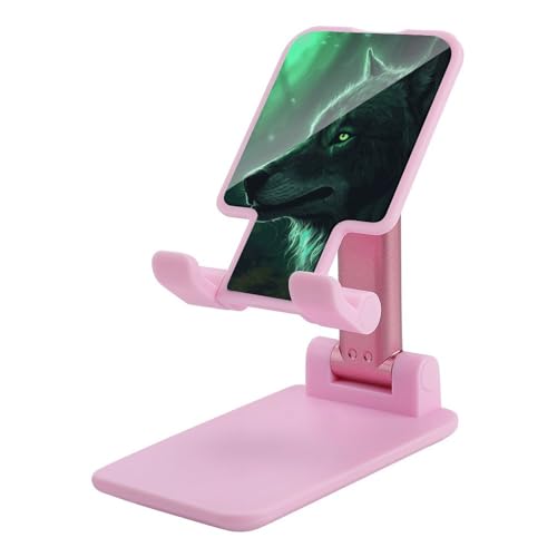 Support de téléphone pour bureau pliable et réglable motif loup vert