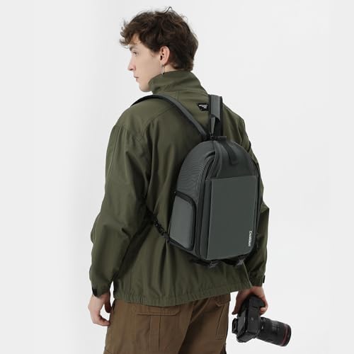 Mochilas de cámara HUIOP D107 impermeable con compartimento para tableta 10.9 y bolsillo lateral 8