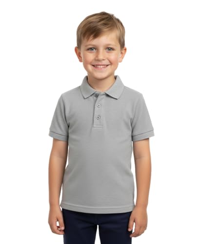 Image of unik Boy's Premium Quality Pique Polo Uniform Shirt Short Sleeve White Sky Blue Navy Hunter Green Burgundy Black Red