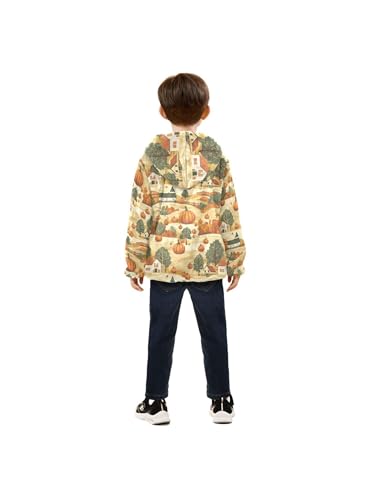 Pumpkin Harvest on The Farm Girls Fleece Jacket Girls Fall Jacket Boys Coats Zip Up Hoodie Children Outerwear 2-10T4