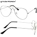 grinderPUNCH Kids Fake Aviator Eye Glasses Clear Lens Children's Non Prescription (Age 3-10), Silver