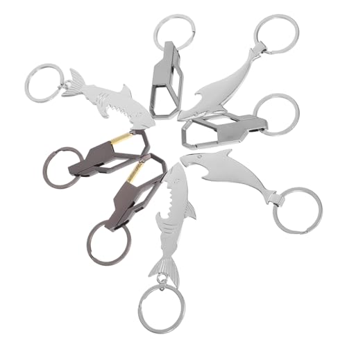 LIGIGWASH 8個 メタル キーチェーン ボトル オープナー ジョーズ ボトル オープナー ホーム ドリンク 蓋 リムーバー サメ パーティー 用品 レス