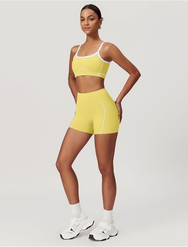 Yoga Sets for Women 2 Piece Workout Sets Contrast Trim Sports Bra High Wasit Tummy Control Butt Shorts Jogger Outfits3