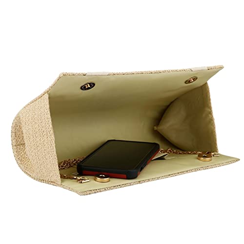 Image of YYW Summer Beach Straw Evening Bag,Straw Clutch Purse Straw Handbag Shoulder Bag Top-handle Bag