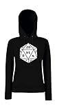 fantasy board game android  Textilhandel Hering - Sudadera con capucha para mujer - 20 Sided Dice Twenty I Die Fantasy Board Game Negro XXL