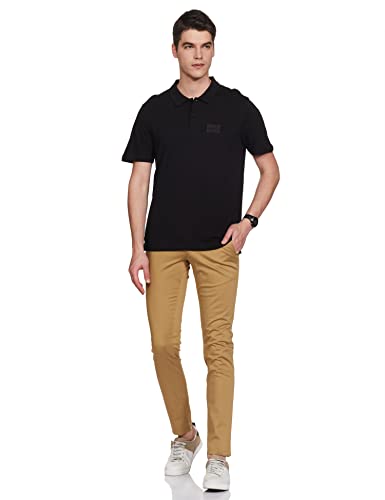 Image of Parx Men Men's PLEATLESS Low Rise Tapered FIT Dark Khaki Formal Trouser