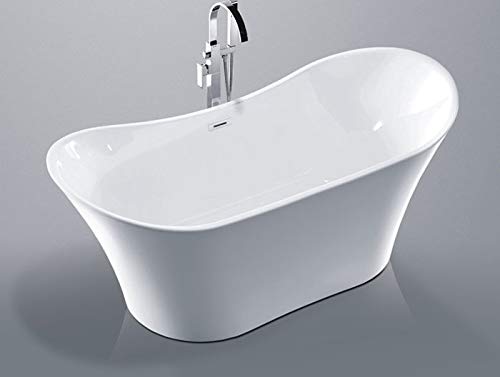 Bhbl 71 In Seamless Freestanding Bathtub Contemporary Soaking Tub With Chrome Overflow & Drain - Acrylic White (C-Sld-Yg864) #TOP1