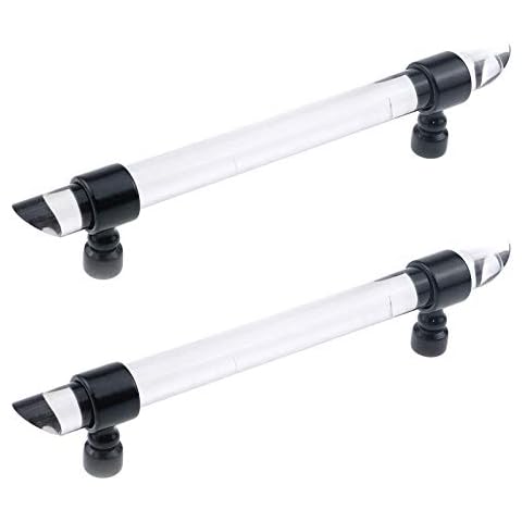 MY MIRONEY Acrylic Drawer Pulls 4.92" Hole Centers Modern Crystal Cabinet Pulls Black Zinc Alloy Kitchen Cabinet Dresser Handles Pack of 2 Cover