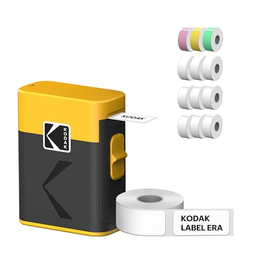 Image of KODAK Label ERA M50 Label Maker Machine Bundle, Yellow (1 Roll Sticker Label & 12 Rolls Set)