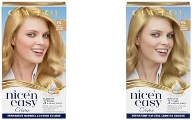 Nice'n Easy Crème, Natural Looking Oil Infused Permanent Hair Dye, 9G Light Golden Blonde (Pack of 2)