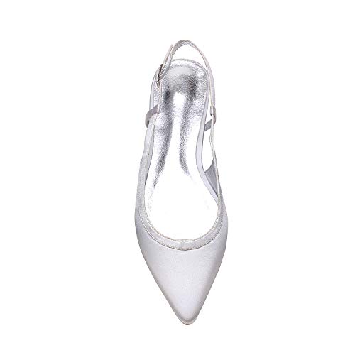 Women's Sling Backs Closed Toe Ballet Flats Pointed Toe Slip on Satin Party Evening Bridesmaid Shoes4