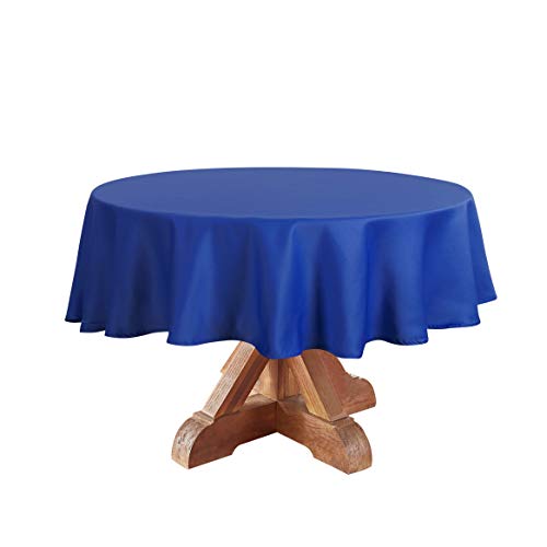Image of Obstal 210GSM Round Table Cloth, Royal Blue, 90 Inch Diameter | Water Resistance Microfiber Tablecloth, Decorative Fabric Circular Table Cover for Outdoor and Indoor Use