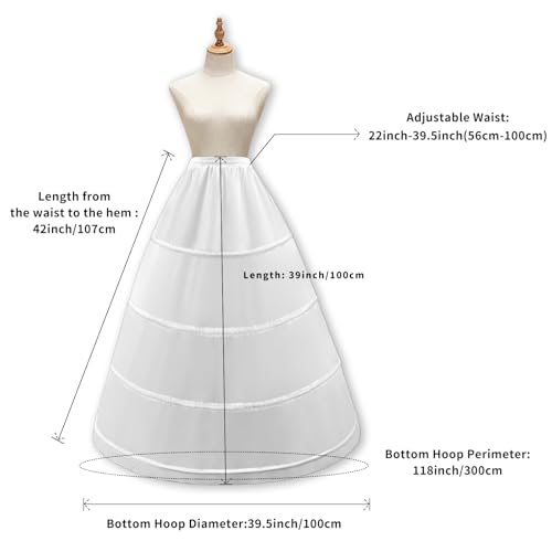 Women's Petticoat 4 Hoop Skirt A Line Crinoline Floor Length Underskirt for Wedding Dress Ball Gown Slips Skirt Bridal Dress Petticoats2
