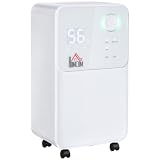 HOMCOM Deumidificatore Portatile da 12L, 4 Modalità e 2 Velocità, Timer 24h e Design Silenzioso, per Salotto, Camera e Cucina, Bianco