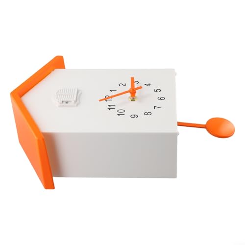Reloj de pared cucú moderno FABULETTA blanco y naranja miniatura 3