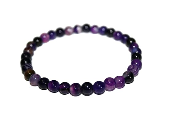 Bracelet en agate violette naturelle perles rondes de qualité supérieure montées sur élastique