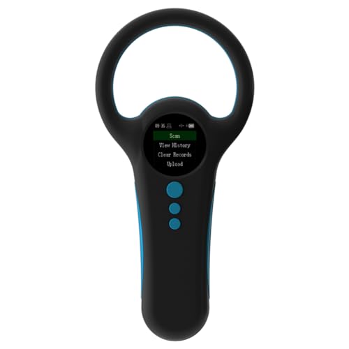 RASTKY Escáner de Chips de Diseño Compacto, Lector de Etiquetas Versátil Recargable para Identificación de Animales, Almacenamiento de 500 Datos para Cría de Aves de Corral (Black)