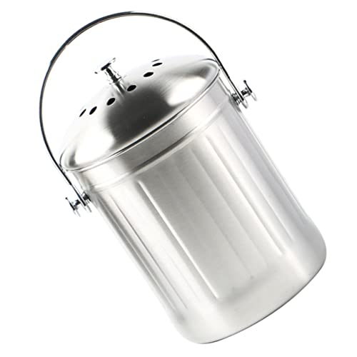 PRETYZOOM Compostiera Domestica Per Cucina - Pattumiera in Acciaio Inox Con Coperchio Capacità Facile Da Pulire