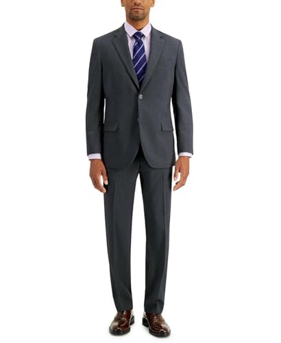 Nautica Mens Modern fit 2 Piece Suit 44 L / 38 Waist Charcoal Grey Solid Stretch3