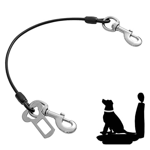 Mi Metty Dog Car Seat Belt, Dog Car Harnesses Chew Proof Steel Rope Cable, Waterproof Dogs Safety Belt, Vehicle Harnesses with Double Clips and Latch Attachment
